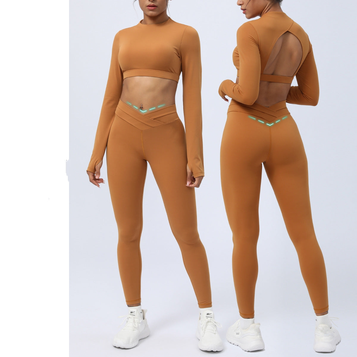 Nude Feel Workout Clothes Suit Cross Strap Showing