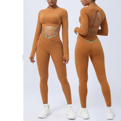 Nude Feel Workout Clothes Suit Cross Strap Showing