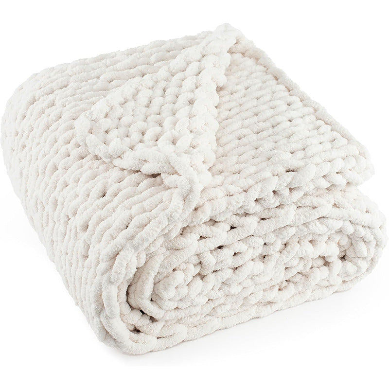 Chenille Hand-Knitted Chunky Yarn Blanket For Home Decor