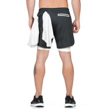 Running Shorts Men 2 In 1 Double-deck Quick Dry GYM  Fitness Jogging Workout  Pants