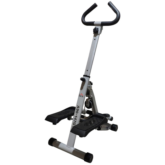 Stepper W/ Handle Hand Grip Workout Fitness Machine For Fitness Aerobic Exercise Home Gym Grey
