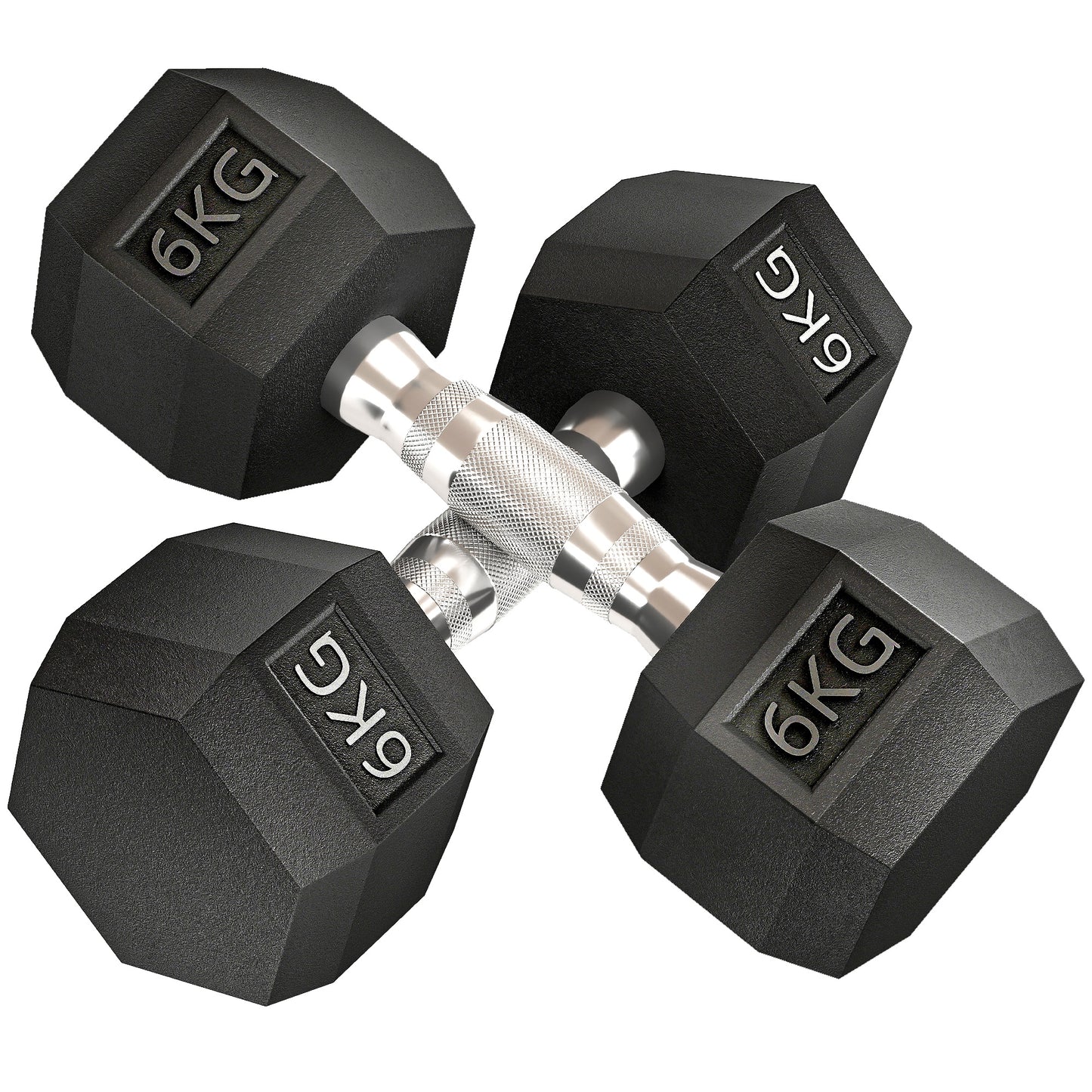 2x6kg Hex Dumbbells Set Rubber Dumbbells Weight Lifting Equipment Fitness Home Gym