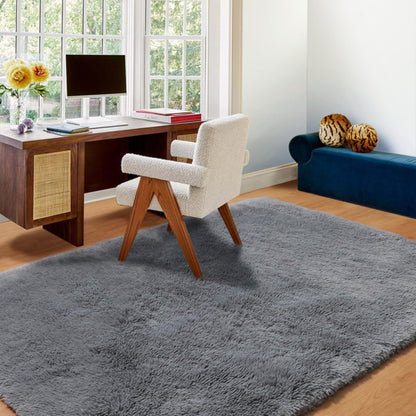 5ft X 8ft Rugs For Living Room,Grey Fluffy Carpet Large Fuzzy Plush Shag Comfy Soft, Non-Slip Indoor Floor Carpet,Room,Bedroom,Playroom, Home Decor Aesthetic