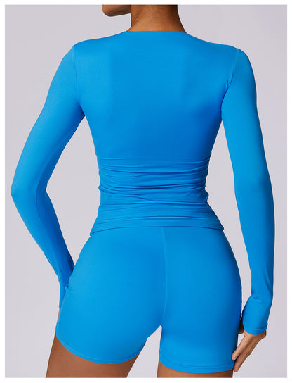 Brushed Tight Long Sleeve Yoga Leisure Workout Clothes
